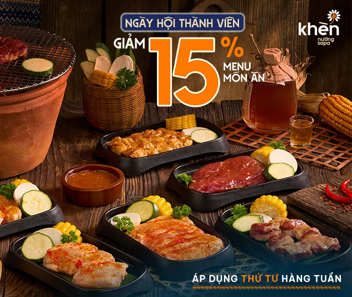 GIẢM 15% TOÀN BỘ MENU ĐỒ ĂN